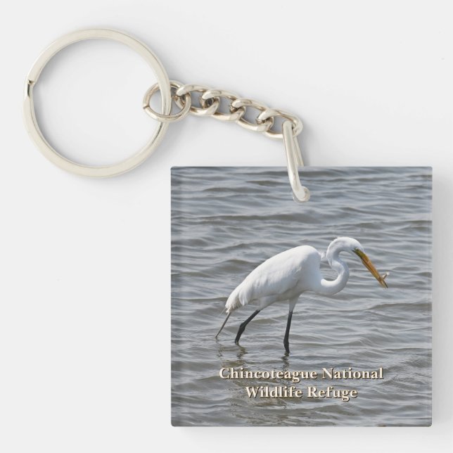 Chincoteague National Wildlife Great Heron Egret Key Ring (Front)