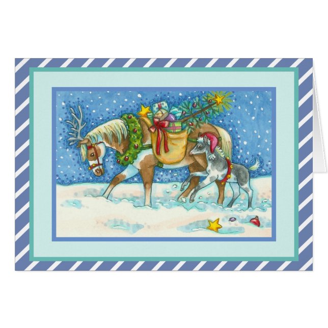 CHINCOTEAGUE PONIES CHRISTMAS GREETING CARD Verse (Front Horizontal)
