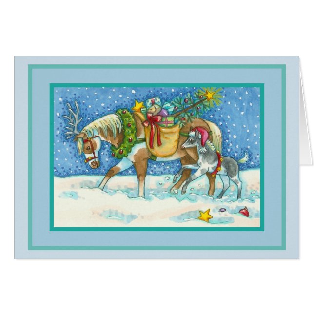 CHINCOTEAGUE PONIES CHRISTMAS GREETING CARD Verse (Front Horizontal)