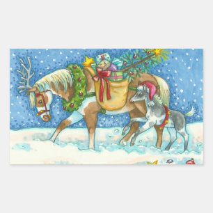 CHINCOTEAGUE PONIES & HOLIDAY WISHES HORSE STICKER