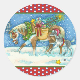 CHINCOTEAGUE PONIES & HOLIDAY WISHES HORSE STICKER