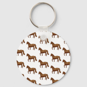Chincoteague Pony Brown Watercolor Painting Horse Key Ring