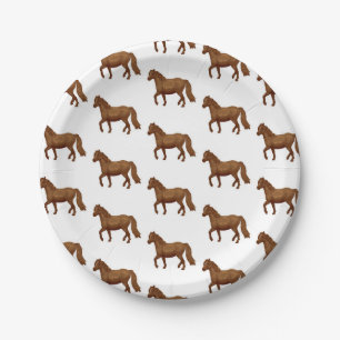 Chincoteague Pony Brown Watercolor Painting Horse Paper Plate