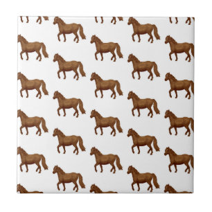 Chincoteague Pony Brown Watercolor Painting Horse Tile