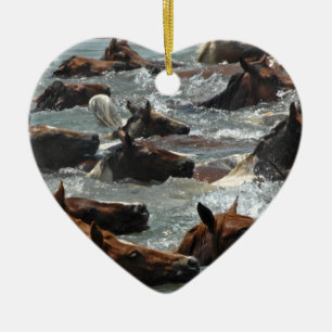 Chincoteague Pony Swim Ceramic Tree Decoration