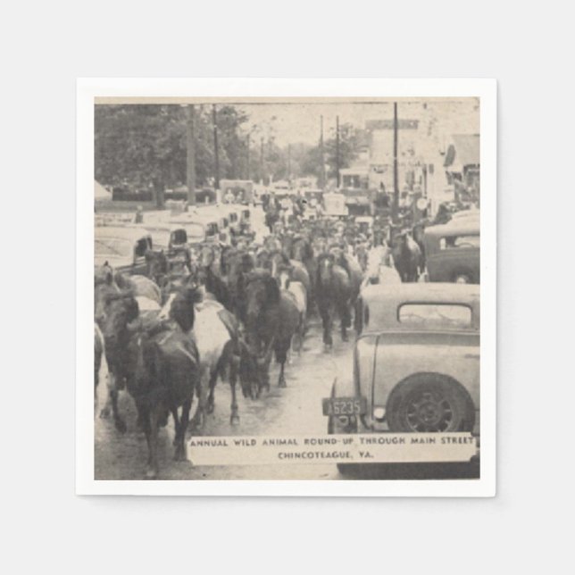Chincoteague Pony Vintage 1941 Postcard Napkin (Front)