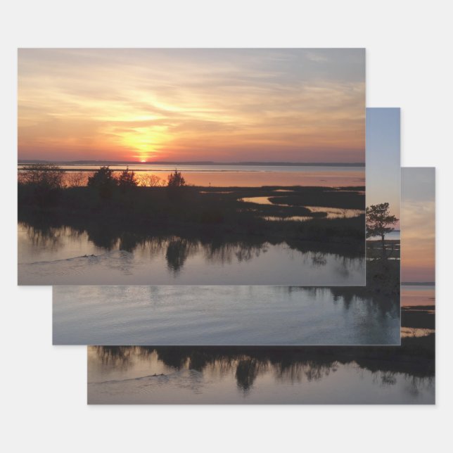 Chincoteague Sunset II Virginia Landscape Wrapping Paper Sheet (Set)
