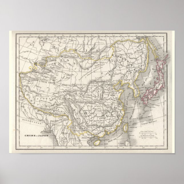 Chine et Japon - Historic Map Poster (Front)