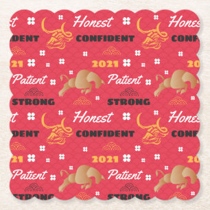 Chinese 2021 Year of the Ox Traits Paper Coaster