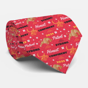 Chinese 2021 Year of the Ox Traits Tie