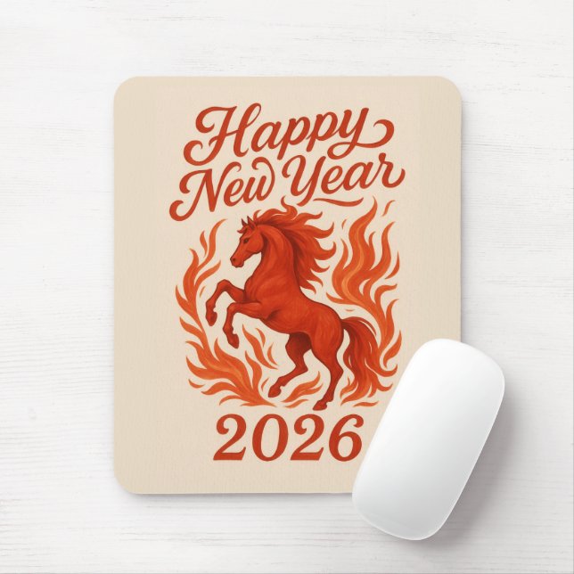 Chinese 2026 Fiery Horse Mouse Mat (With Mouse)