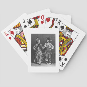Chinese actors, c.1870 (b/w photo) playing cards