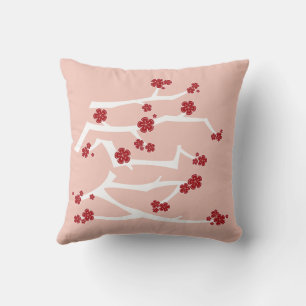 Chinese Ai Love Cherry Blossoms Red Sakura Wedding Cushion