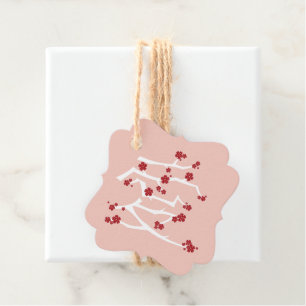 Chinese Ai Love Red Cherry Blossoms Engagement Fav Favour Tags