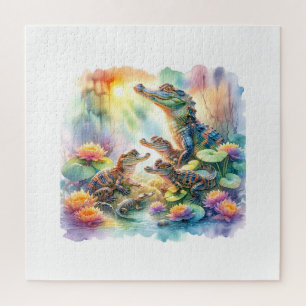 Chinese Alligators in Harmony 050624AREF127 - Wate Jigsaw Puzzle