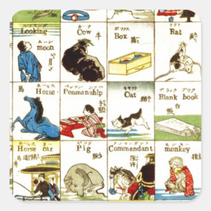 Chinese alphabet table square sticker