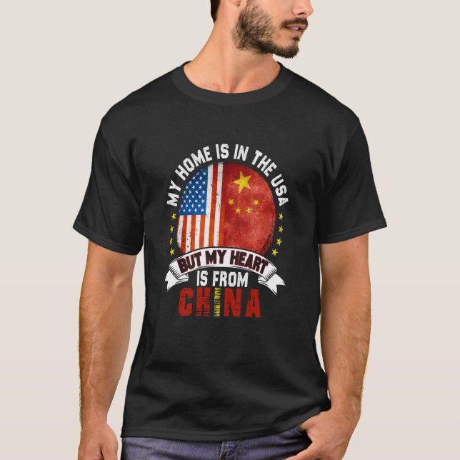 Chinese American Patriot Heart is from China Flag T-Shirt (Front)