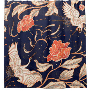 Chinese ancient style beautiful petals shower curtain