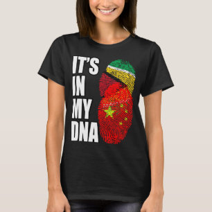 Chinese And Guyanese Mix DNA Flag Heritage T-Shirt