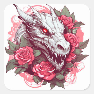 Chinese angry dragon square sticker