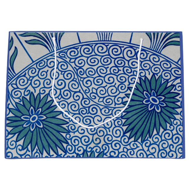 CHINESE ART GIFT BAG BLUE FLORAL PATTERN (Front)