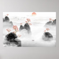 Chinese Artistic Conception Ink Painting Landscape