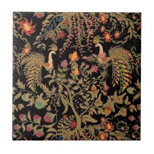 Chinese asian birds forest tree paradise tradition tile