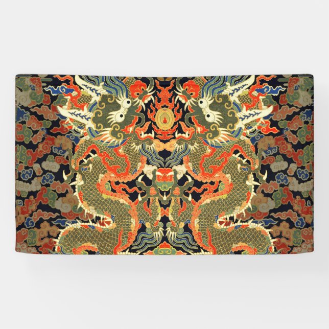 Chinese Asian Dragon Colourful Art Banner (Horizontal)