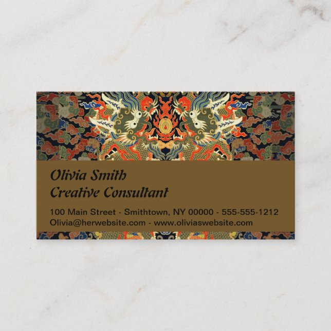 Chinese Asian Dragon Colourful Art Business Card (Front)