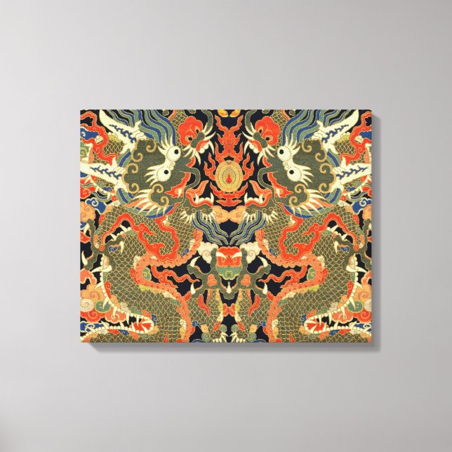 Chinese Asian Dragon Colourful Art Canvas Print (Front)