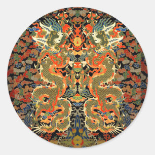 Chinese Asian Dragon Colourful Art Classic Round Sticker
