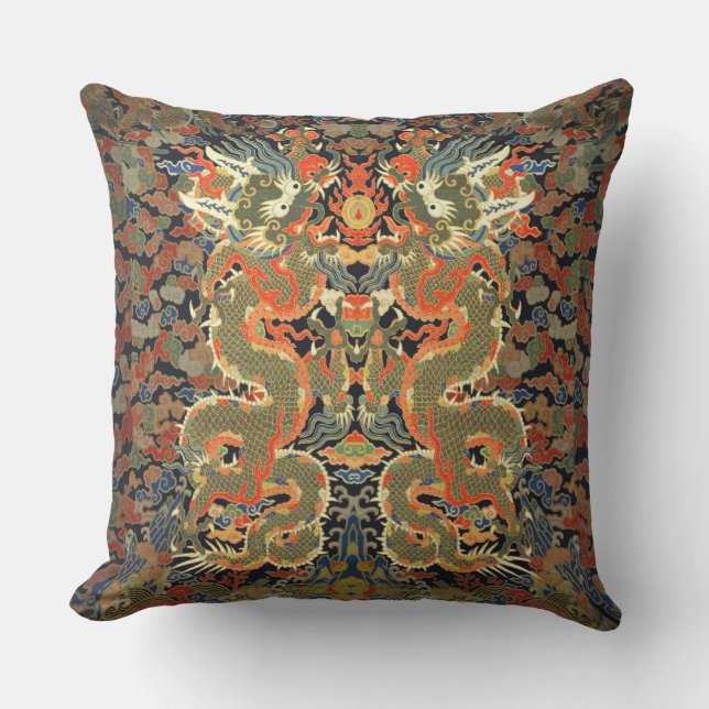 Chinese Asian Dragon Colourful Art Cushion (Front)