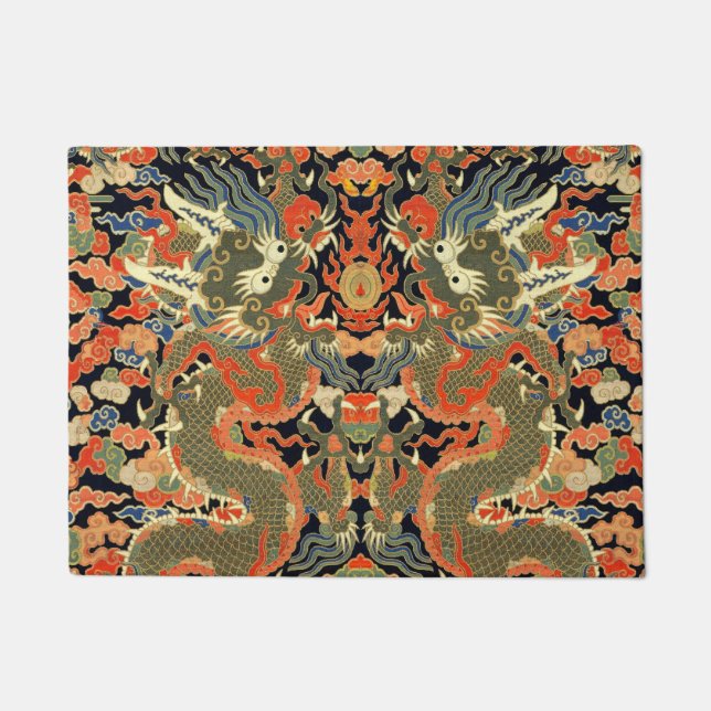 Chinese Asian Dragon Colourful Art Doormat (Front)