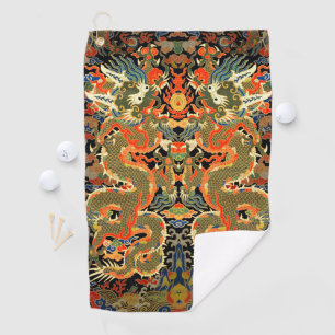 Chinese Asian Dragon Colourful Art Golf Towel