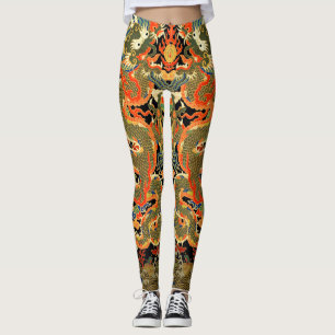 Chinese Asian Dragon Colourful Art Leggings