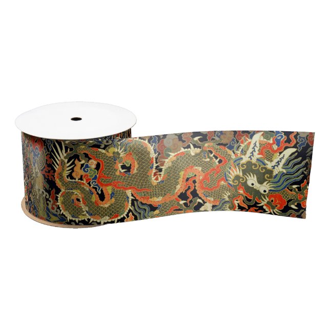 Chinese Asian Dragon Colourful Art Satin Ribbon (Spool)