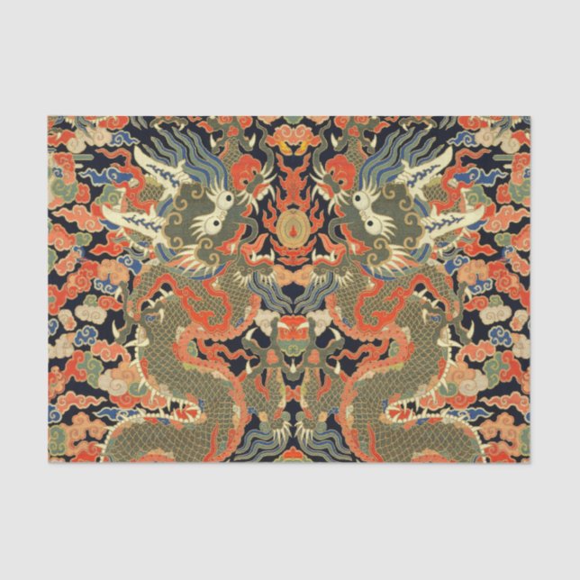 Chinese Asian Dragon Colourful Art Tissue Paper (Front)
