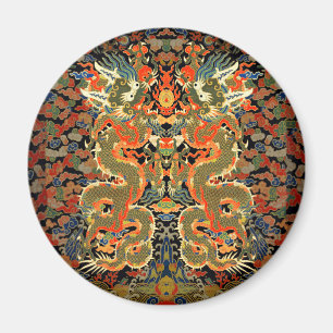 chinese asian dragon colourful embroidery creature magnet