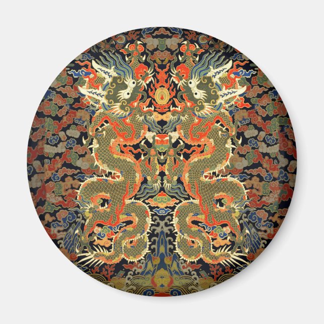 chinese asian dragon colourful embroidery creature magnet (Front)