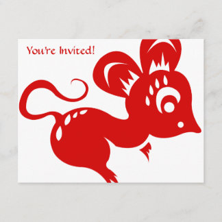 Chinese Astrology Rat Illustration Invitation
