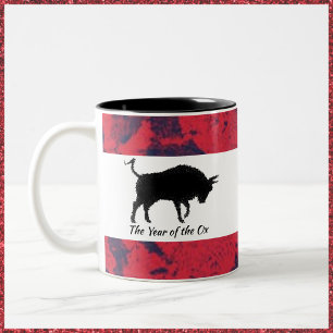 Chinese Astrology Red and Black Year of the Ox Two-Tone Coffee Mug