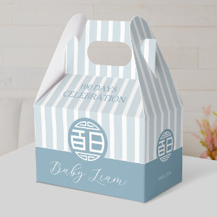 Chinese Baby 100 Days 百日 (Blue Stripe) Favor Box