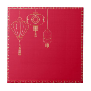 Chinese background red tile