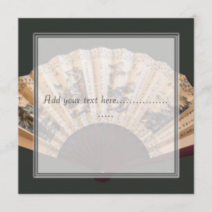Chinese bamboo and silk fan blank invitations. invitation