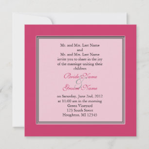 Chinese bamboo and silk fan pink wedding invitation