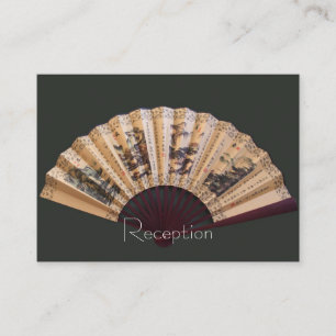 Chinese bamboo and silk fan wedding reception card