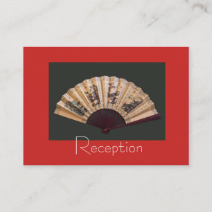 Chinese bamboo and silk fan wedding reception info enclosure card