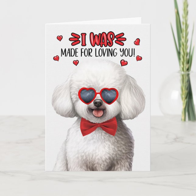 Chinese Bichon Frise Dog Loving You Valentine Holiday Card (Front)
