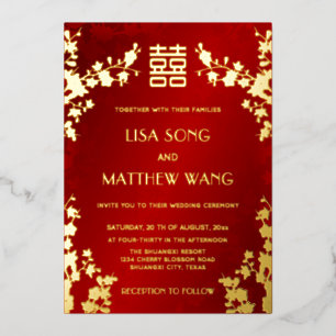 Chinese Bilingual   Red Cherry Blossom Wedding