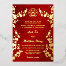 Chinese Bilingual | Red Cherry Blossom Wedding